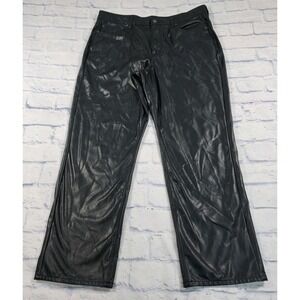American Eagle WOMENS SZ 18 Vegan Leather Super High Rise Straight Pants Black